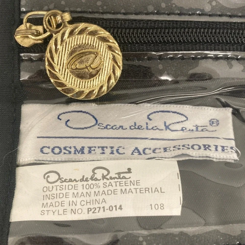 VTG Oscar de la Renta Black Sateen Travel Cosmetic Roll Organizer Essentials Hot